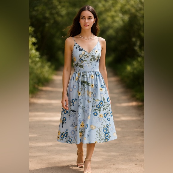 Floral Blue Sundress-Missing external and internal tags - Picture 2 of 9